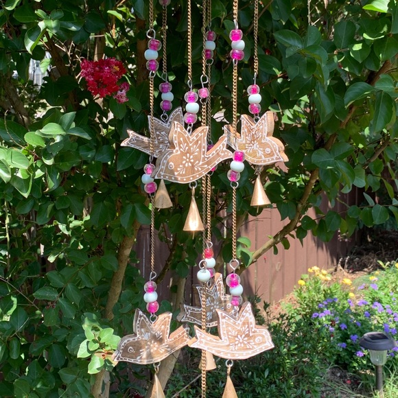 Wooden Sparrow Birds & Glass Beads Wind Chime - Picture 4 of 14